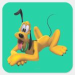 Pluto Laying With Ear Up Square Sticker