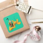 Pluto Laying With Ear Up Square Sticker