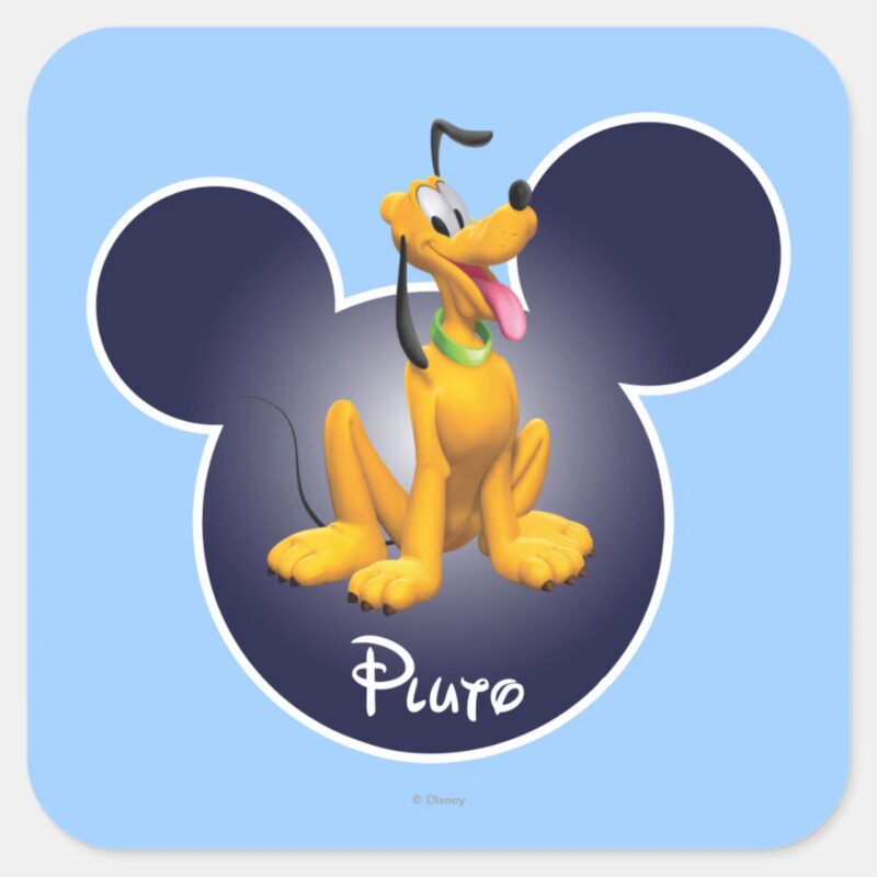Pluto Mickey Head Icon Square Sticker