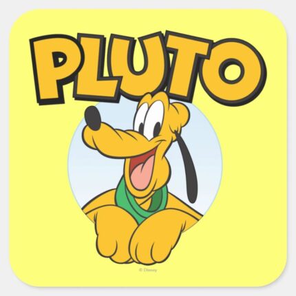 Pluto Pup With Name Square Sticker
