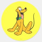 Pluto Sitting Classic Round Sticker