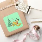 Pluto At Christmas Square Sticker