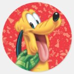 Pluto In Scarf Classic Round Sticker
