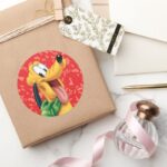 Pluto In Scarf Classic Round Sticker