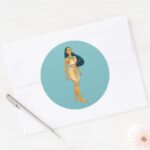 Pocahontas Pose Classic Round Sticker
