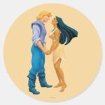 Pocahontas And John Smith Holding Hands Classic Round Sticker