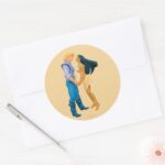 Pocahontas And John Smith Holding Hands Classic Round Sticker