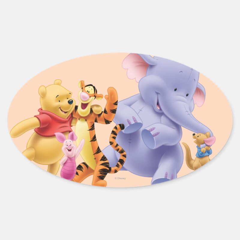 Pooh Friends 6 Oval Sticker