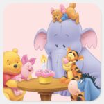 Pooh Friends Birthday Square Sticker