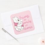 Pooh Piglet Friends Are Family We Choose Square Sticker