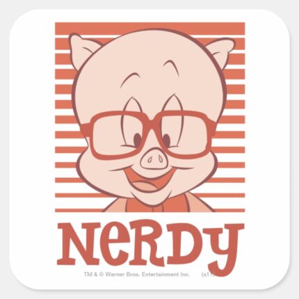 Porky Nerdy Square Sticker