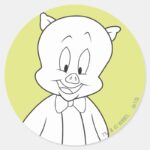 Porky Hello Friend Classic Round Sticker