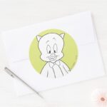 Porky Hello Friend Classic Round Sticker