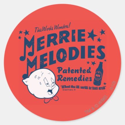 Porky MERRIE MELODIES™ Remedies 2 Classic Round Sticker