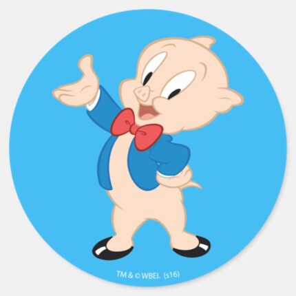 Porky Pig Classic Pose Classic Round Sticker