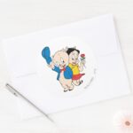 Porky Pig And Petunia Classic Round Sticker