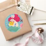 Princess Ariel Holding Flounder Illustration Classic Round Sticker