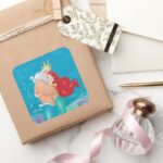 Princess Ariel King Triton Hug Square Sticker