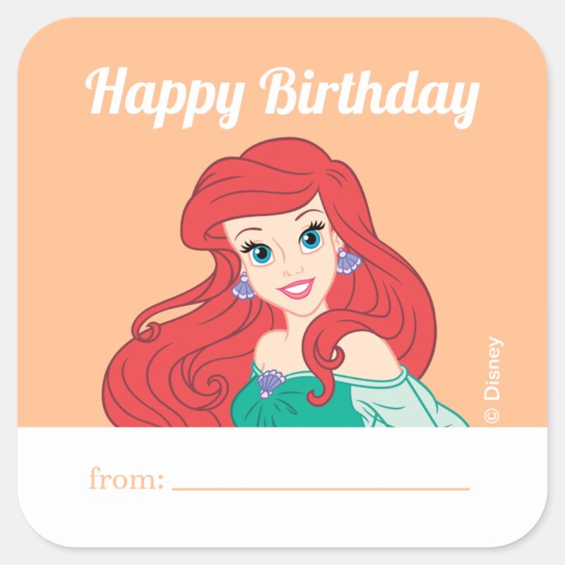 Princess Ariel A Gift From Birthday Square Sticker Princess Ariel A Gift From Birthday Square Sticker
