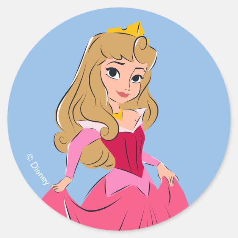 Princess Aurora Pretty In Pink Classic Round Sticker Princess Aurora Pretty In Pink Classic Round Sticker