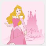 Princess Aurora Castle Graphic Square Sticker