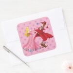 Princess Aurora And Forest Animals Square Sticker