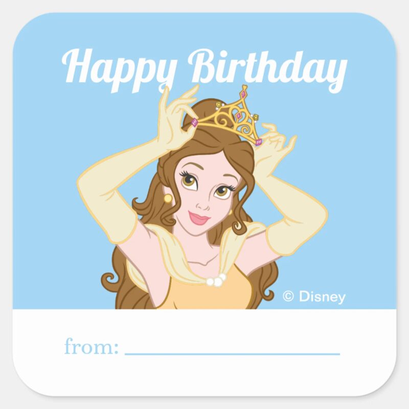 Princess Belle A Gift From Birthday Square Sticker Princess Belle A Gift From Birthday Square Sticker