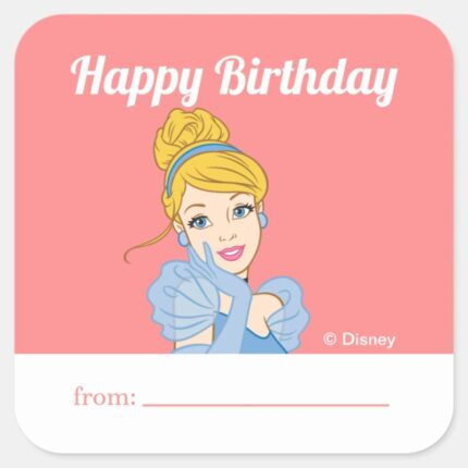 Princess Cinderella A Gift From Birthday Square Sticker