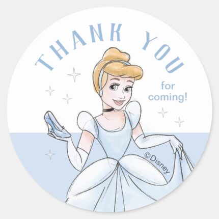 Princess Cinderella Watercolor Birthday Classic Round Sticker