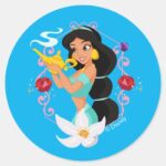 Princess Jasmine With Magic Lamp Classic Round Sticker