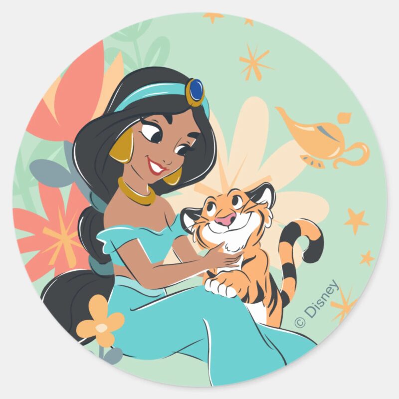 Princess Jasmine Rajah Magical Moments Classic Round Sticker Princess Jasmine Rajah Magical Moments Classic Round Sticker