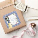 Princess Mulan Watercolor Stripe Birthday Square Sticker