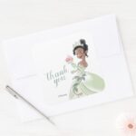 Princess Tiana Watercolor Birthday Thank You Square Sticker