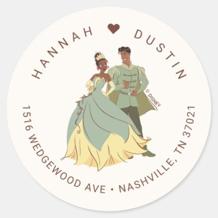 Princess Tiana And Naveen Wedding Classic Round Sticker