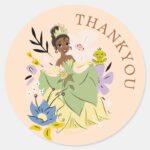 Princess Tiana L Girls Birthday Sleepover Classic Round Sticker