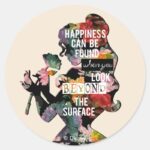 Princess Belle Floral Silhouette Classic Round Sticker