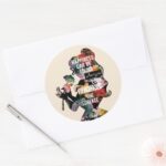 Princess Belle Floral Silhouette Classic Round Sticker