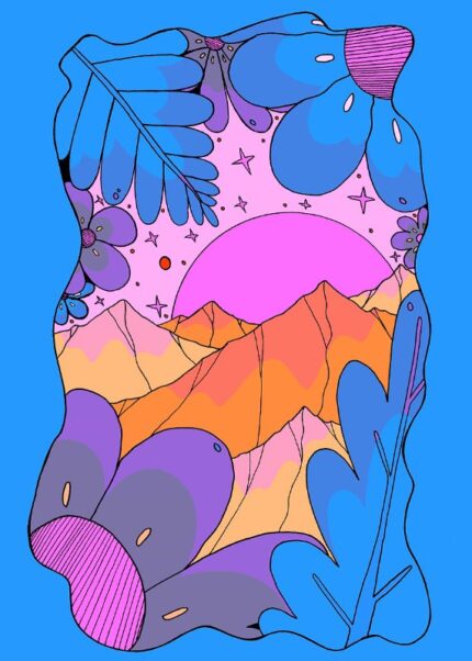 Psychedelic Mountains Spring Vibes Poster