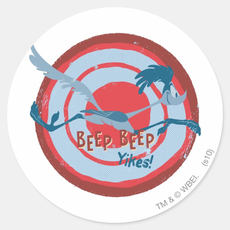 ROAD RUNNER™ BEEP BEEP™ Yikes Classic Round Sticker ROAD RUNNER™ BEEP BEEP™ Yikes Classic Round Sticker