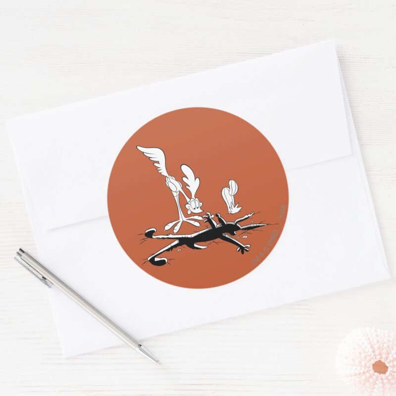 ROAD RUNNER™ And WILE E. COYOTE™ Shaped Hole Classic Round Sticker