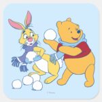 Rabbit And Pooh Square Sticker