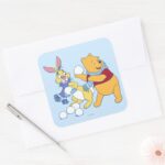 Rabbit And Pooh Square Sticker