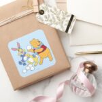 Rabbit And Pooh Square Sticker