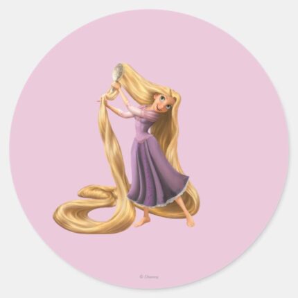 Rapunzel Brushing Hair 2 Classic Round Sticker
