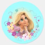 Rapunzel Flower Frame Classic Round Sticker