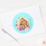 Rapunzel Flower Frame Classic Round Sticker