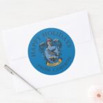 Ravenclaw Coat Of Arms Happy Holidays Classic Round Sticker
