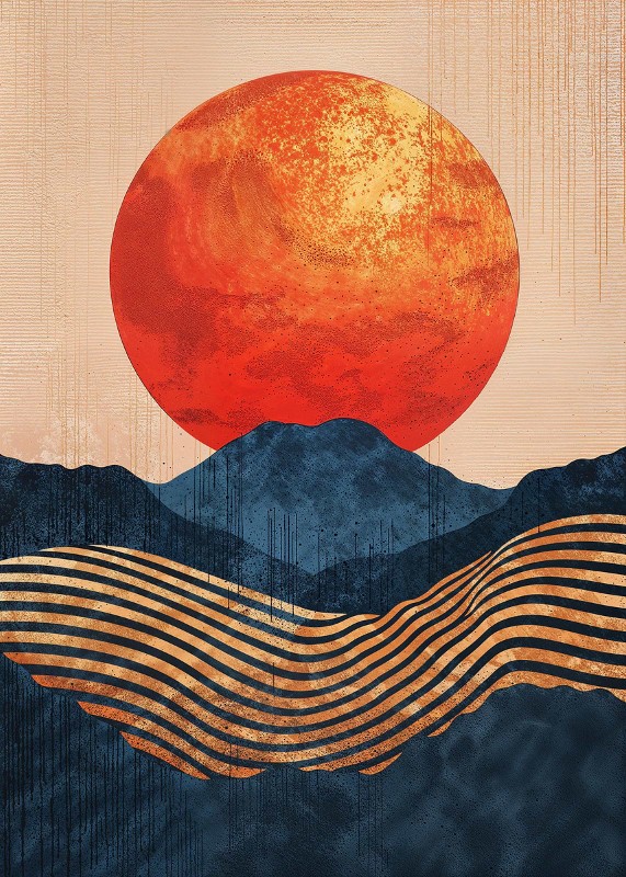 Red Sun Layers Poster