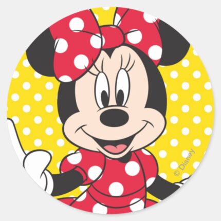 Red Minnie Cute Closeup Classic Round Sticker