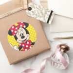 Red Minnie Cute Closeup Classic Round Sticker